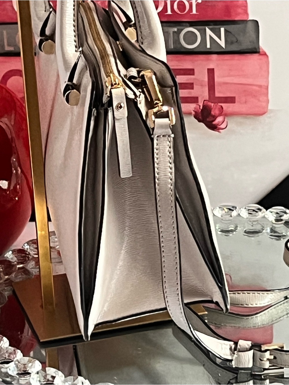 kate spade gray Patent Leather Satchel with Gold Hardware crossbody bag - Picture 5 of 17